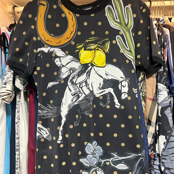 Dolce & Gabbana Other - Dolce & Gabbana Black Cowboy Graphic T-Shirt - XS